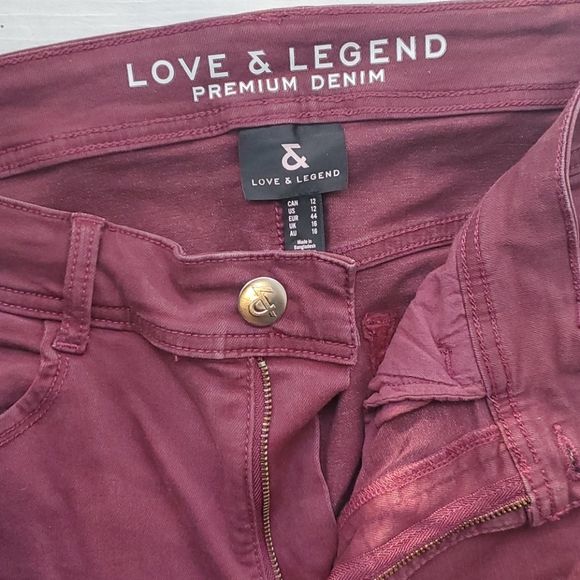 Item #8 Love & Legend Dark Red Stretch Jean NWOT sz 12. - Picture 4 of 5